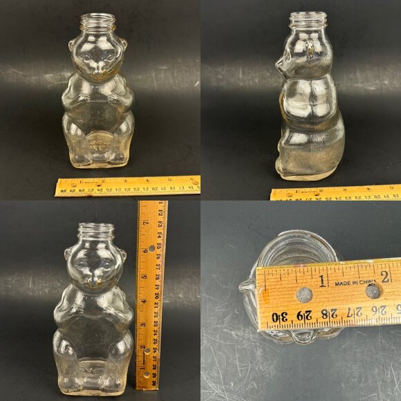 Vtg 1950s Clear Glass Bear Bank Snow Crest Beverages Salem Mass No Lid Top READ - Picture 3 of 13